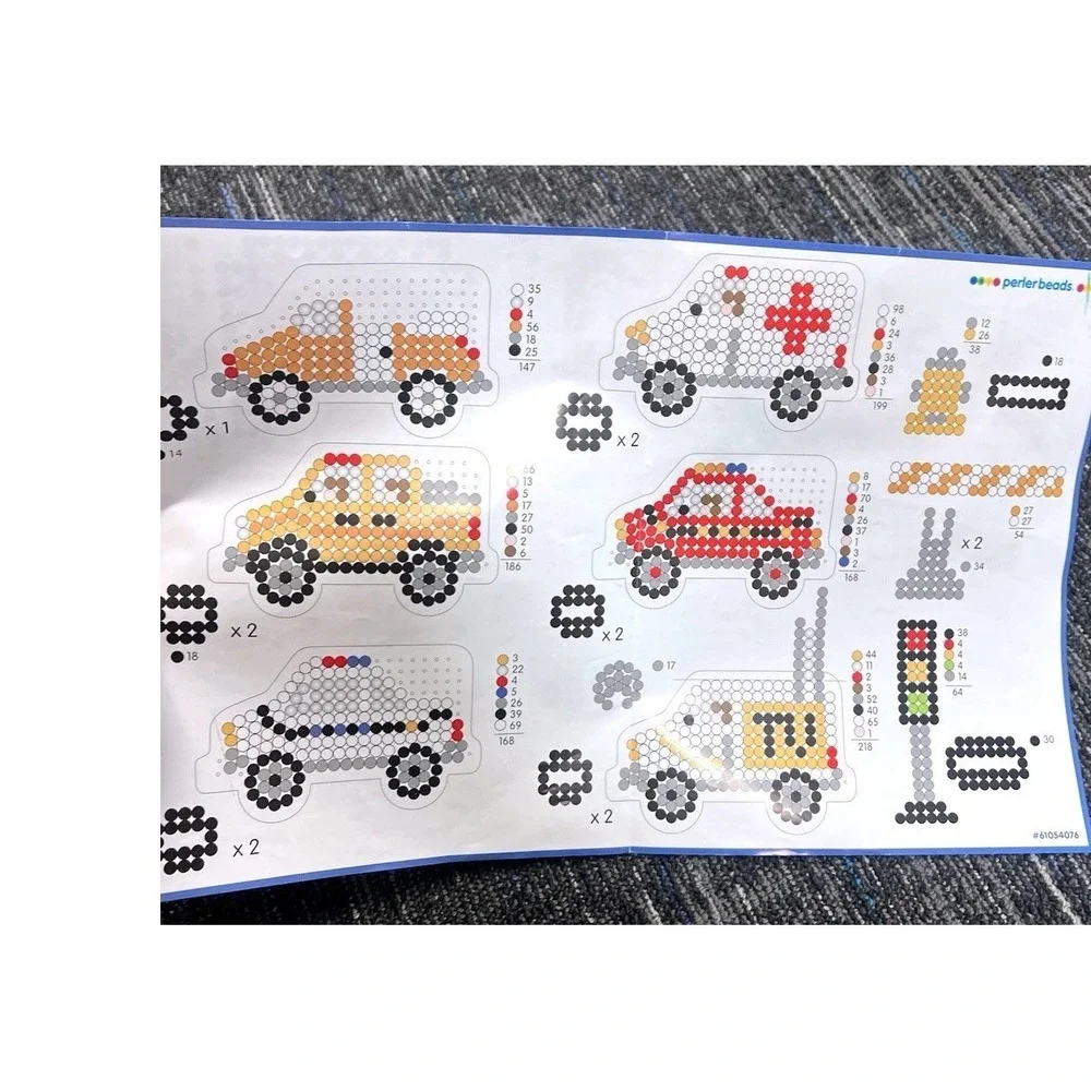Perler Beads Peg Boards Lot Of 12 And Pattern Sheet For Creating Vehicles  Truck